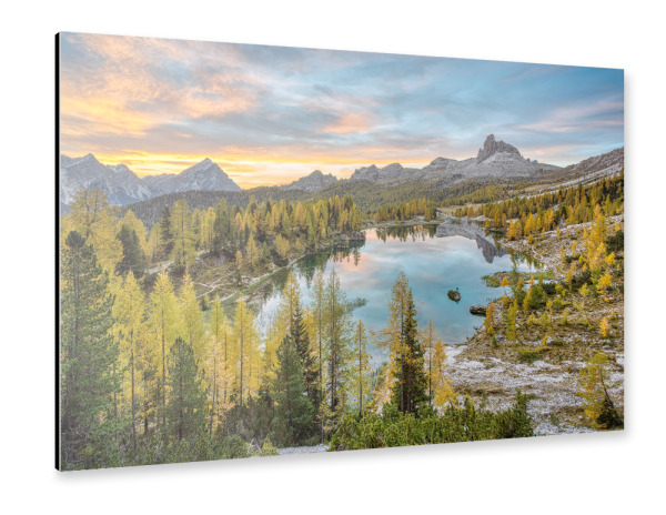 Alu-Dibond "Lago Federa in den Dolomiten" 30x20 cm artboxONE
