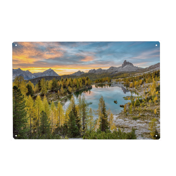 Metall Poster "Lago Federa in den Dolomiten" artboxONE - Natur,Reise,Reise / Länder
