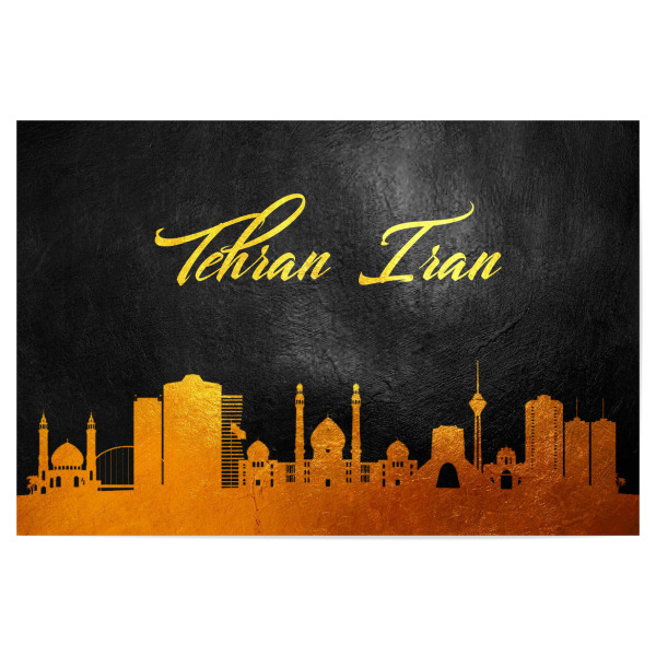Poster "Tehran Iran Gold Skyline" artboxONE - Städte - Tehran,Iran,Gold,Skyline,City,Stadt