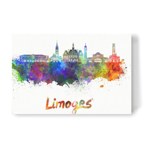 Leinwandbild "LIMOGES skyline in watercolor-h" artboxONE - Städte,Abstrakt,Architektur
