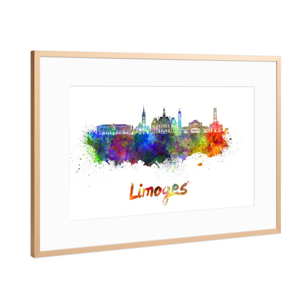 Poster mit Rahmen Kupfer "LIMOGES skyline in watercolor-h" artboxONE - Städte,Abstrakt,Architektur