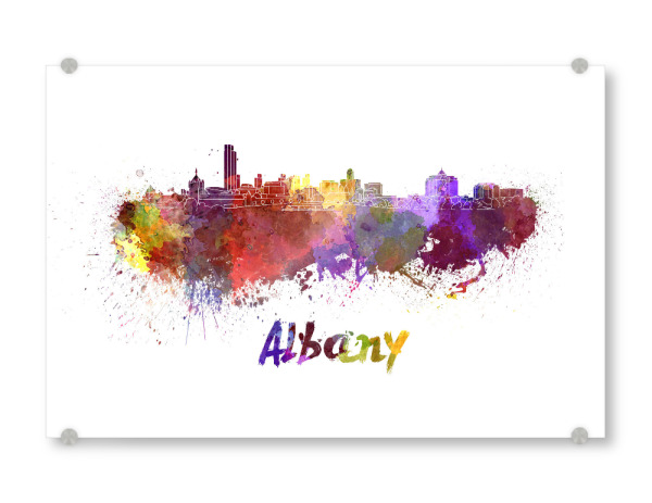 Acrylglasbild "Albany skyline in watercolor-b" artboxONE - Städte,Reise,Architektur