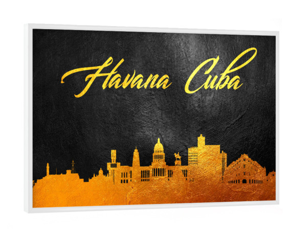 Poster mit weißem Rahmen "Havana Cuba Gold Skyline" artboxONE - Städte - Havana,Cuba,Gold,Skyline,City,Stadt