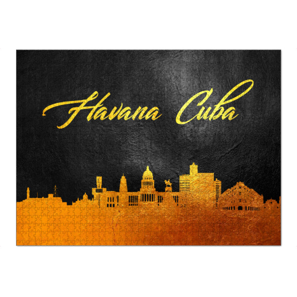 Puzzle Ravensburger "Havana Cuba Gold Skyline" artboxONE - Städte - Havana,Cuba,Gold,Skyline,City,Stadt - Bild havana