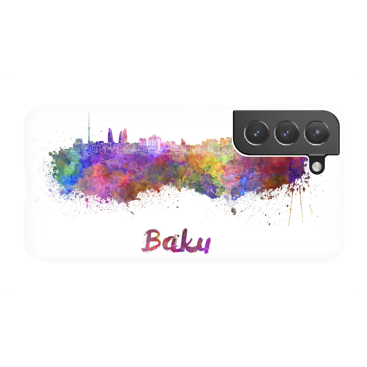 Samsung Galaxy "Baku skyline in watercolor-b" Premium-Case Handyhülle artboxONE