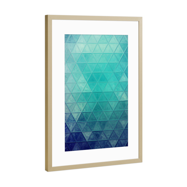 Poster mit Rahmen Gold "Mosaic sea blue" artboxONE - Abstrakt,Geometrie