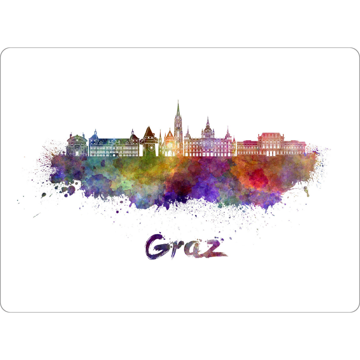 Tischset "GRAZ skyline in watercolor-b" artboxONE - Städte,Abstrakt,Architektur