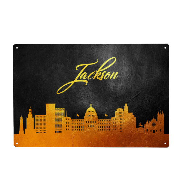Holzbild "Jackson Mississippi Gold Skyline" artboxONE - Städte - Jackson,Mississippi,Gold,Skyline,City,Stadt