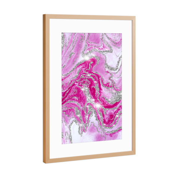 Poster mit Rahmen Kupfer "Pink Agate | Marble Texture" artboxONE - Typografie,Abstrakt,Geometrie,Marmor