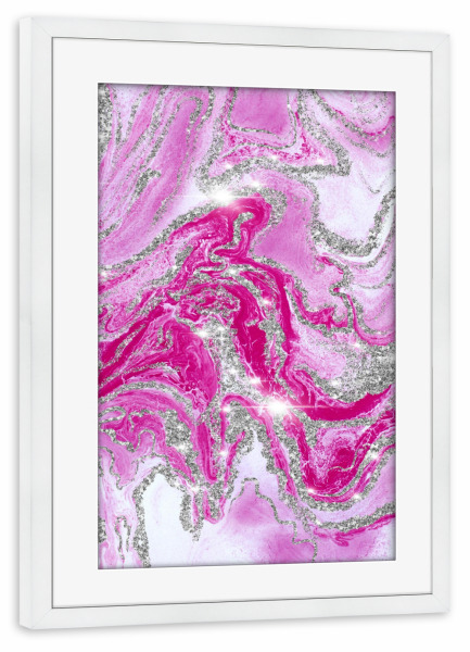 Poster mit Rahmen weiß "Pink Agate | Marble Texture" artboxONE - Typografie,Abstrakt,Geometrie,Marmor