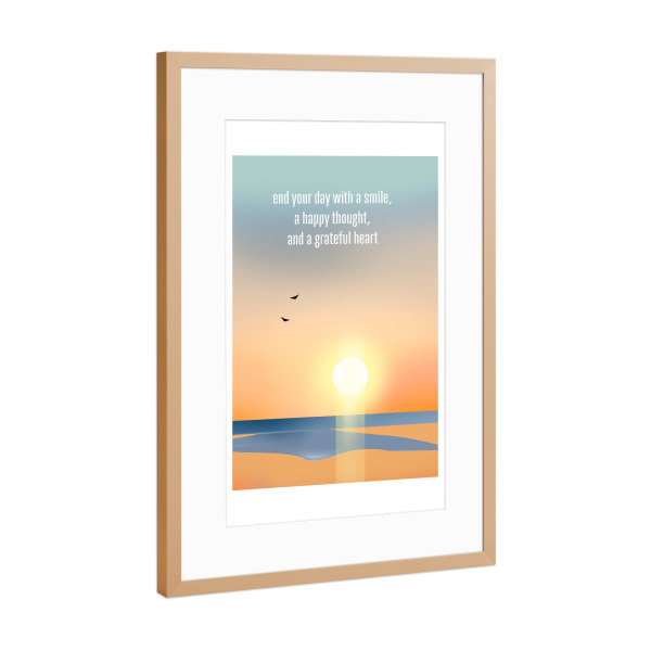 Poster mit Rahmen Kupfer "Happy thought and grateful heart" artboxONE - Typografie,Fiktion