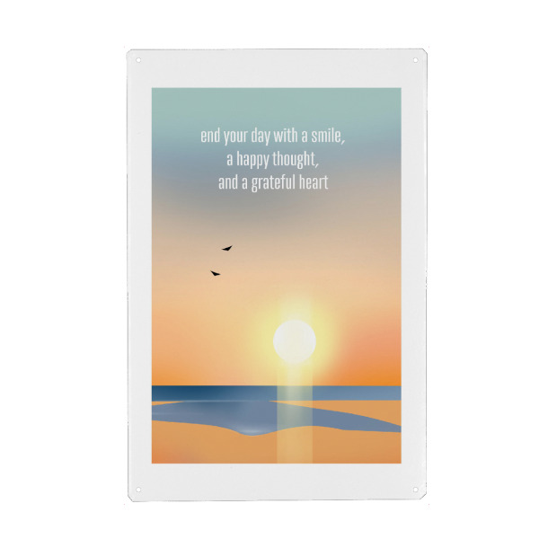 Holzbild "Happy thought and grateful heart" artboxONE - Typografie,Fiktion