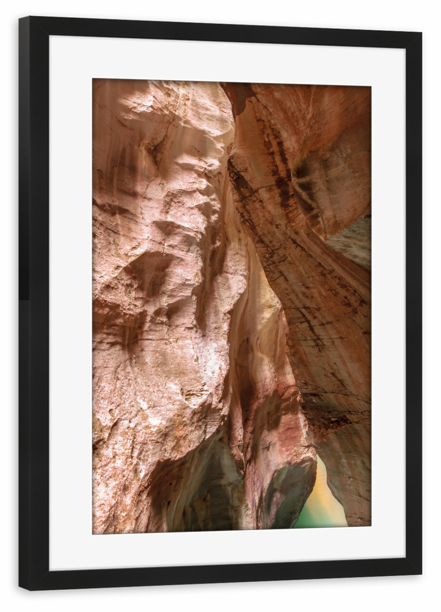 Poster mit Rahmen schwarz "Abstrakter Kalkfelsen mit Fluss" artboxONE - Natur,Reise,Arcadia