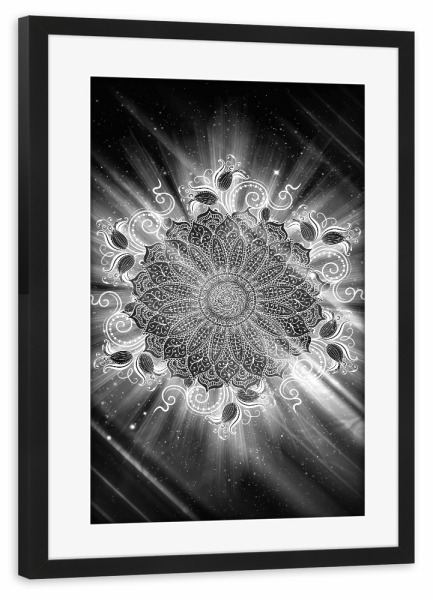 Poster mit Rahmen schwarz "Mandala Dark Universe" artboxONE - Natur,Abstrakt