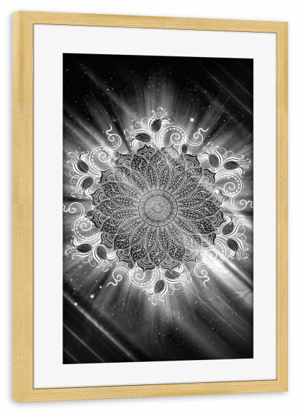 Poster mit Rahmen kiefer "Mandala Dark Universe" artboxONE - Natur,Abstrakt