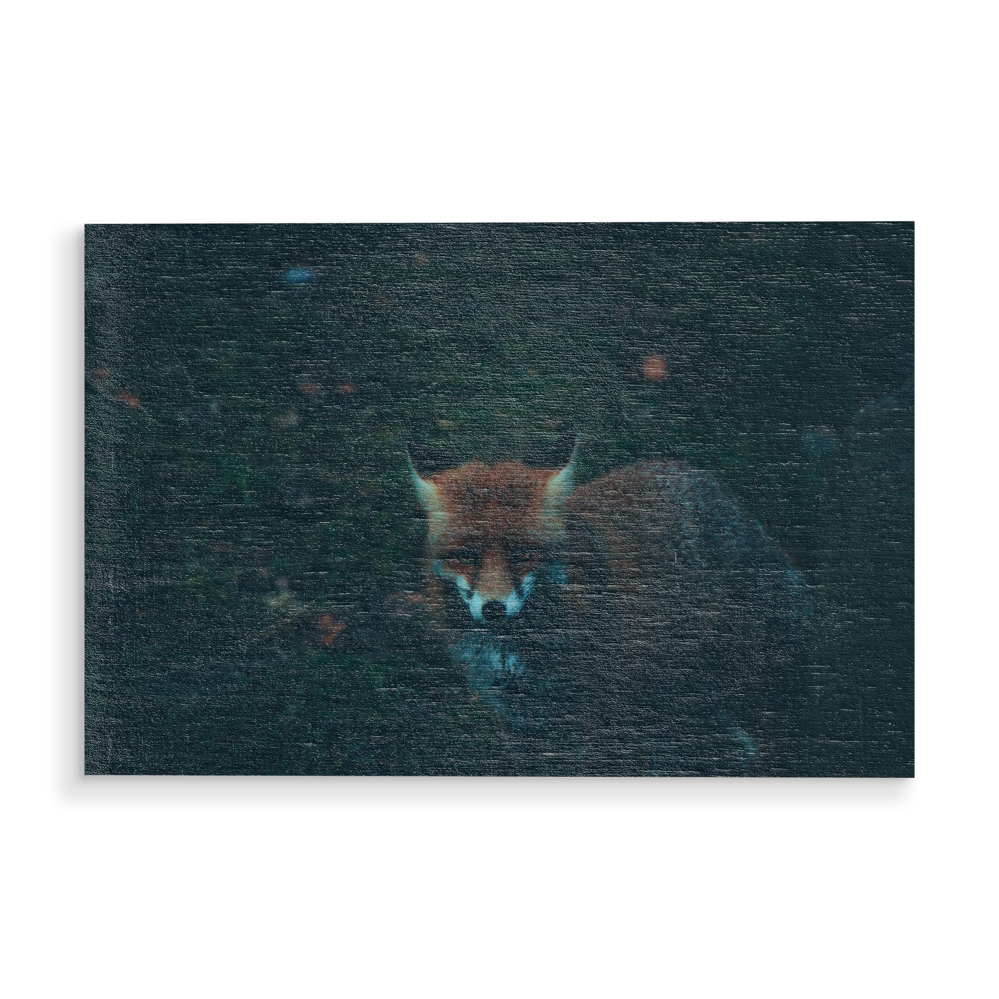 Holzbild "Fuchs neben Baumstamm" artboxONE - Natur,Tiere
