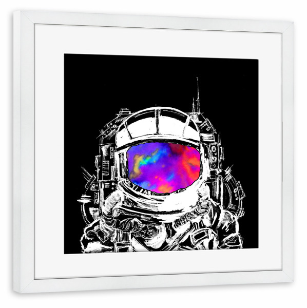 Poster mit Rahmen weiß "Trippy Astronaut Helmet" artboxONE - Reise,Galaxy