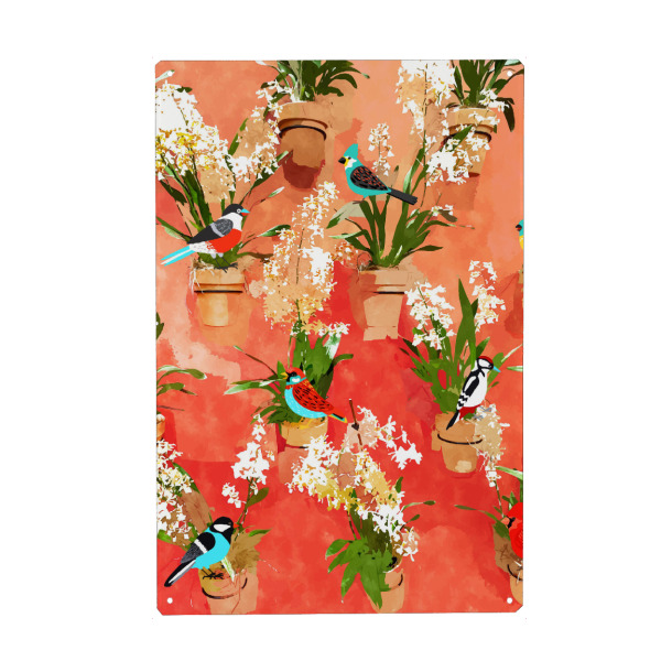 Metall Poster "Birds of different feathers flock" artboxONE - Floral,Tiere,Abstrakt