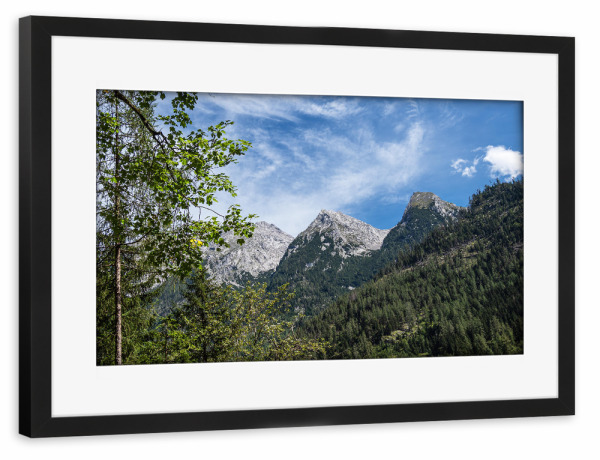 Poster mit Rahmen schwarz "Baum, Wald und Berge" artboxONE - Natur,Reise