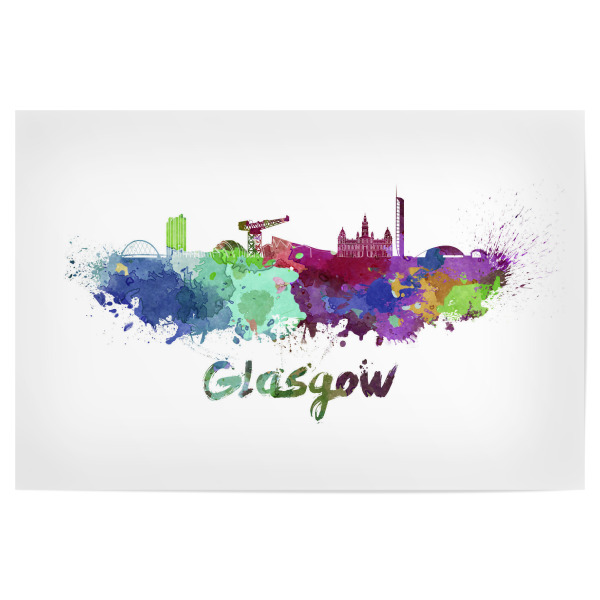 Poster "GLASGOW skyline in watercolor-b" artboxONE - Städte,Abstrakt,Architektur