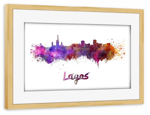 Poster mit Rahmen kiefer "LAGOS skyline in watercolor" artboxONE - Städte,Abstrakt,Architektur