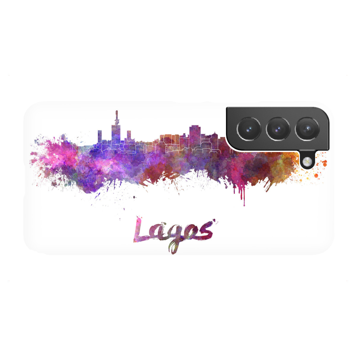 Samsung Galaxy "LAGOS skyline in watercolor" Premium-Case Handyhülle artboxONE