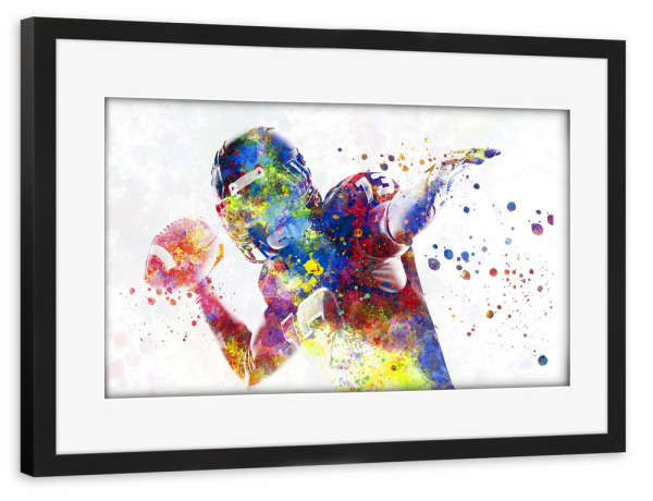 Poster mit Rahmen schwarz "Multicolor american football-c" artboxONE - Abstrakt,Sport,Sport / Fußball