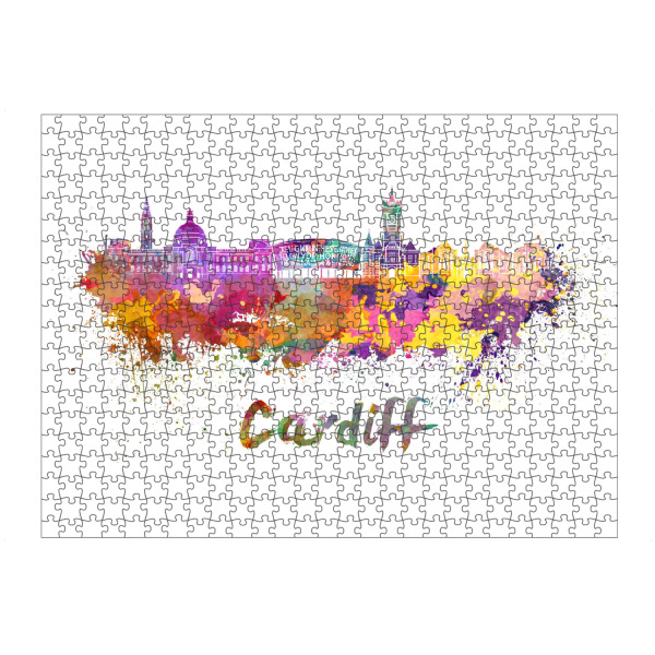 Puzzle Ravensburger "CARDIFF skyline in watercolor-b" artboxONE - Städte,Reise,Abstrakt,Architektur