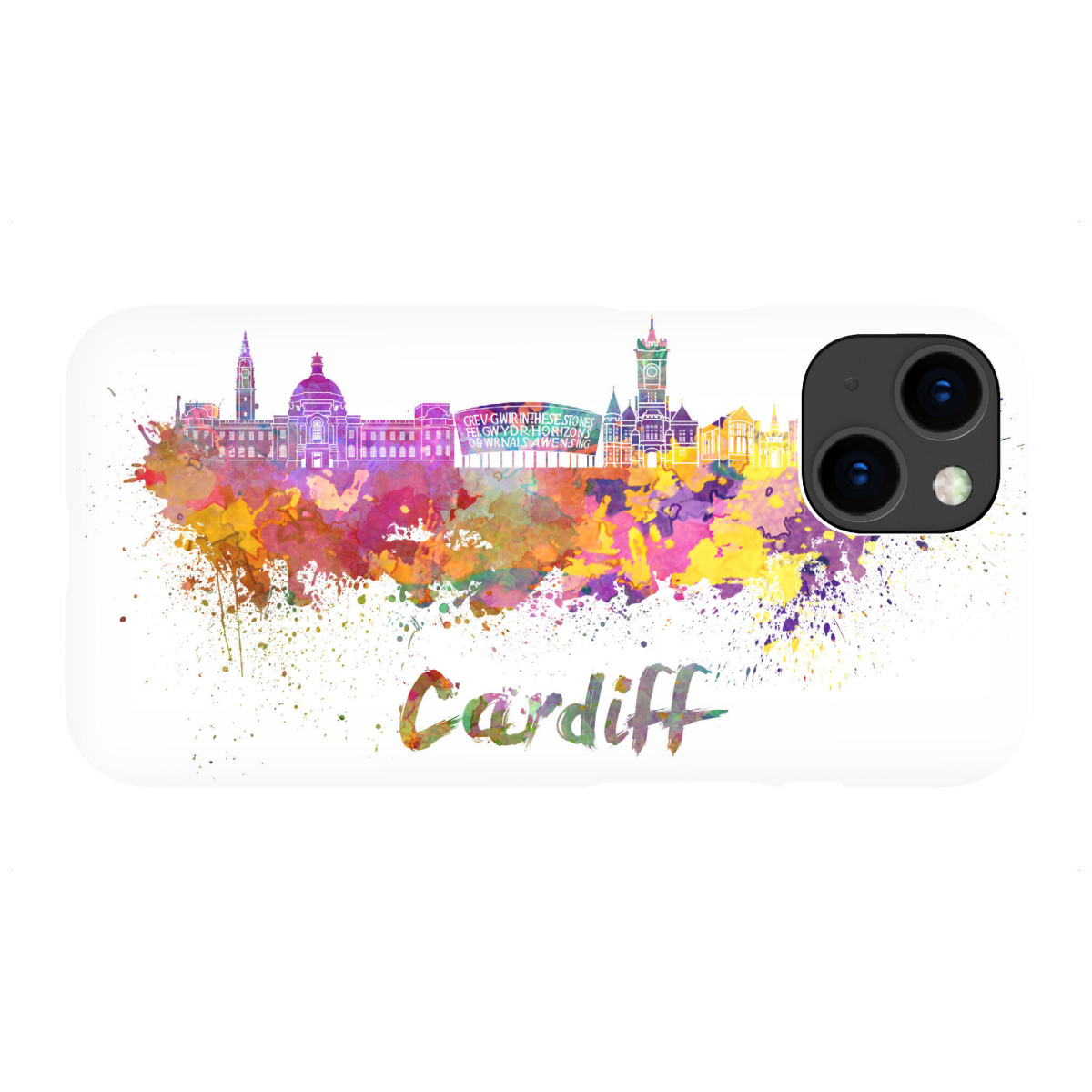 "CARDIFF skyline in watercolor-b"für iPhone - Premium-Case Handyhülle artboxONE