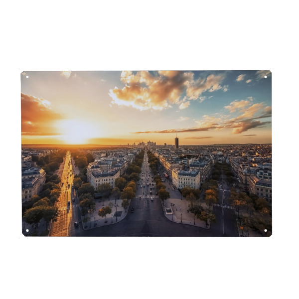 Metall Poster "Paris City Sunset" artboxONE - Städte,Reise,Architektur,Städte / Paris,Reise / Länder
