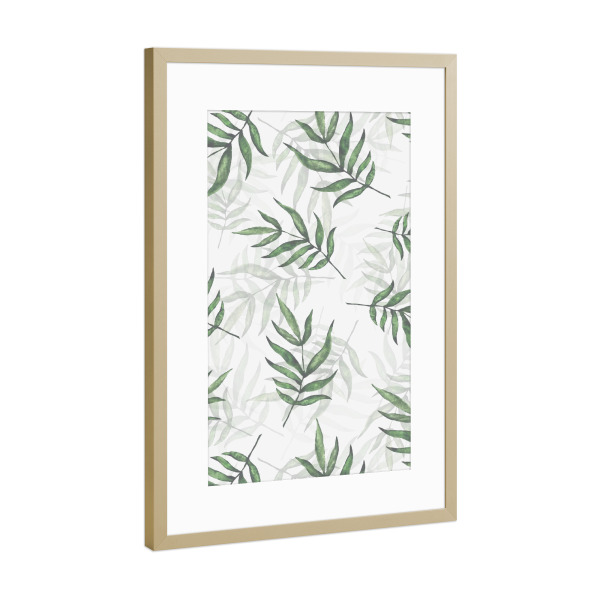 Poster mit Rahmen Gold "Palm Leaves Pattern" artboxONE - Natur,Floral