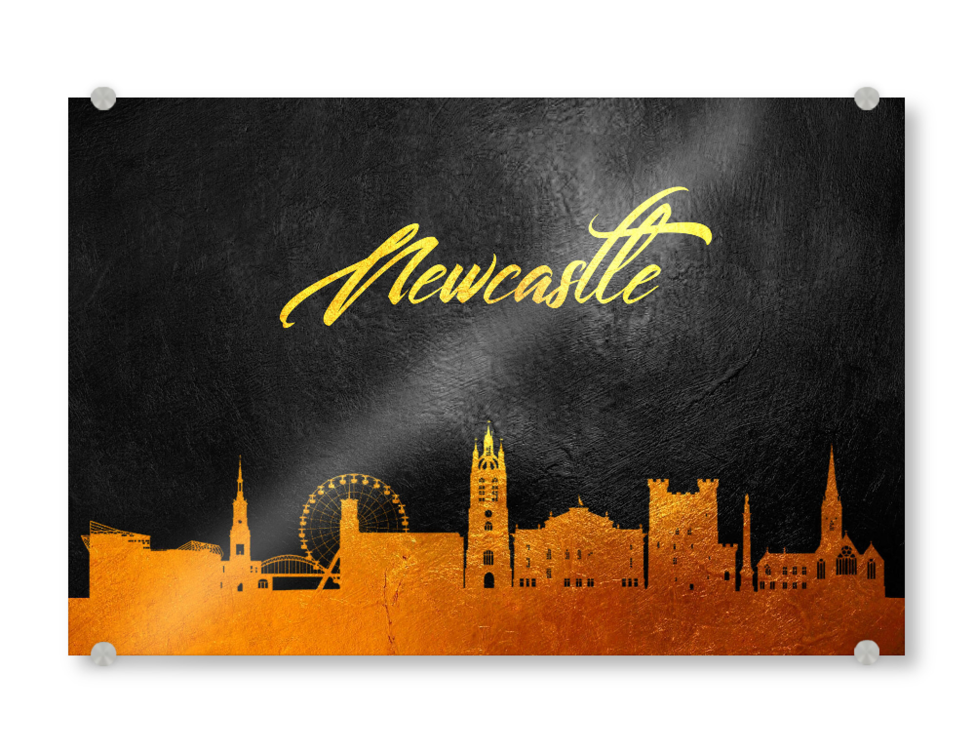 Acrylglasbild "Newcastle England Gold Skyline" artboxONE - Städte - Gold,Skyline,Newcastle,England,City,Stadt