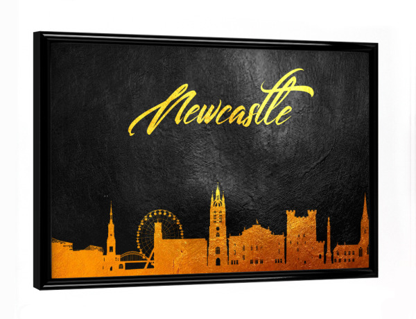 Poster mit schwarzem Rahmen "Newcastle England Gold Skyline" artboxONE - Städte - Gold,Skyline,Newcastle,England,City,Stadt
