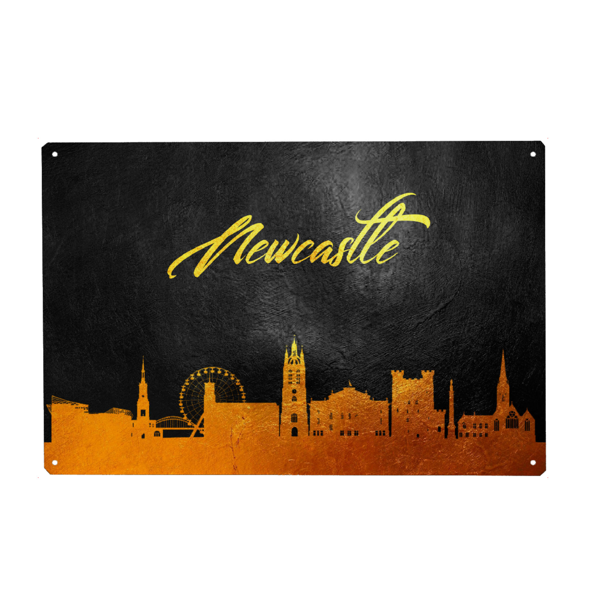 Metall Poster "Newcastle England Gold Skyline" artboxONE - Städte - Gold,Skyline,Newcastle,England,City,Stadt - Blechschild