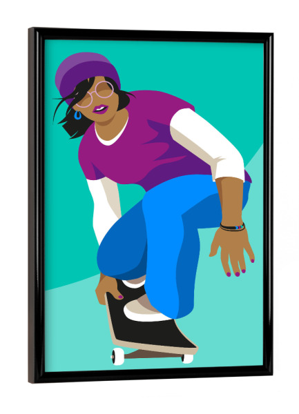 Poster mit schwarzem Rahmen "Skater Girl" artboxONE - Für Kinder,Menschen,Sport