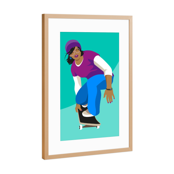 Poster mit Rahmen Kupfer "Skater Girl" artboxONE - Für Kinder,Menschen,Sport