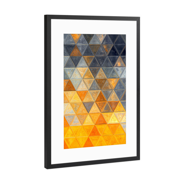 Poster mit Rahmen Schwarz (Metallic) "Mosaic yellow grey" artboxONE - Abstrakt,Geometrie