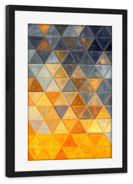 Poster mit Rahmen schwarz "Mosaic yellow grey" artboxONE - Abstrakt,Geometrie
