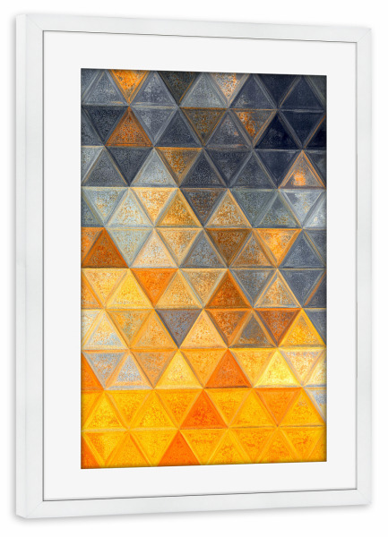 Poster mit Rahmen weiß "Mosaic yellow grey" artboxONE - Abstrakt,Geometrie