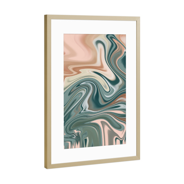 Poster mit Rahmen Gold "Green And Pink Agate Pattern" artboxONE - Typografie,Abstrakt,Fashion,Marmor,Galaxy