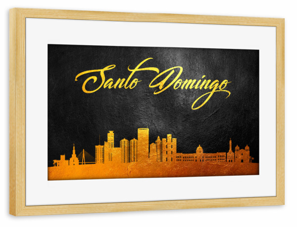 Poster mit Rahmen kiefer "Santo Domingo Dominican Republic" artboxONE - Städte - Santo domingo,Dominican republic,Gold,Skyline,City,Stadt