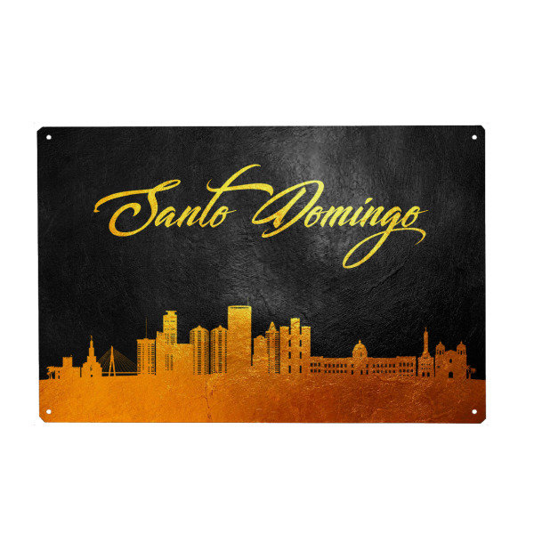 Metall Poster "Santo Domingo Dominican Republic" artboxONE - Städte - Santo domingo,Dominican republic,Gold,Skyline,City,Stadt - Blechschild