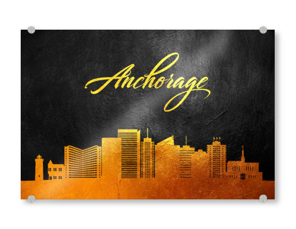 Acrylglasbild "Anchorage Alaska Gold Skyline" artboxONE - Städte - Anchorage,Alaska,Gold,Skyline,City,Stadt