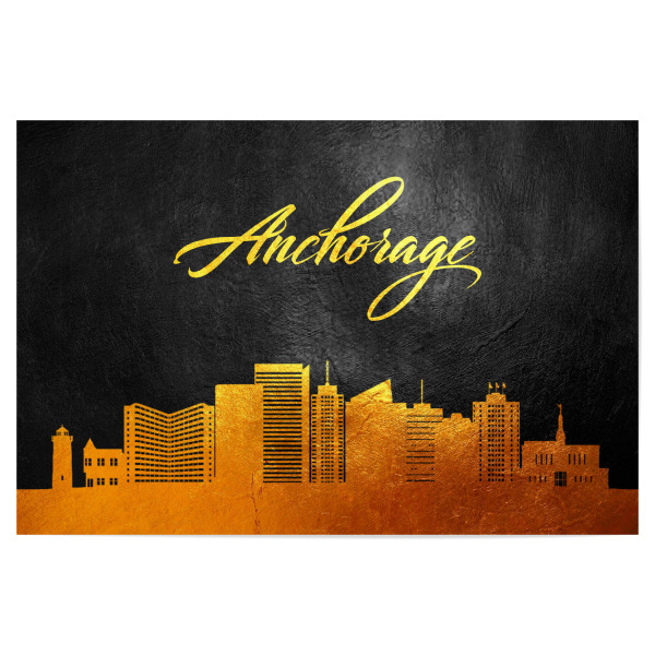 Poster "Anchorage Alaska Gold Skyline" artboxONE - Städte - Anchorage,Alaska,Gold,Skyline,City,Stadt