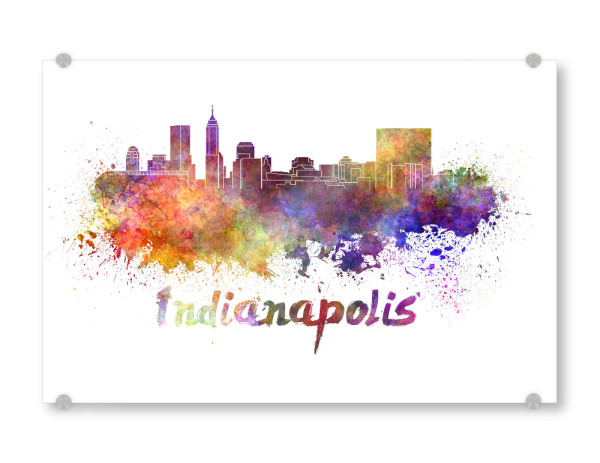 Acrylglasbild "INDIANAPOLIS skyline in watercolor" artboxONE - Städte,Abstrakt,Architektur
