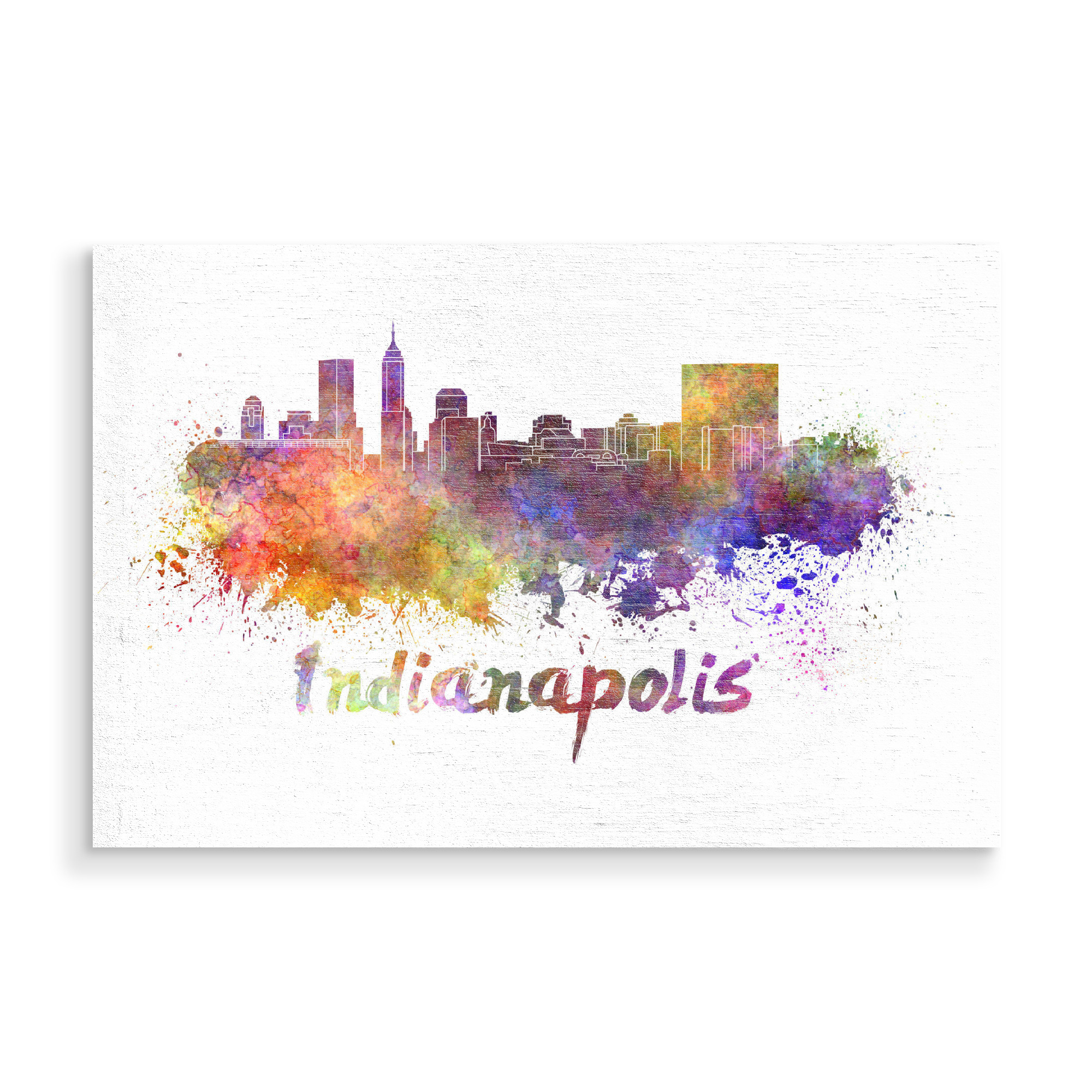 Holzbild "INDIANAPOLIS skyline in watercolor" artboxONE - Städte,Abstrakt,Architektur
