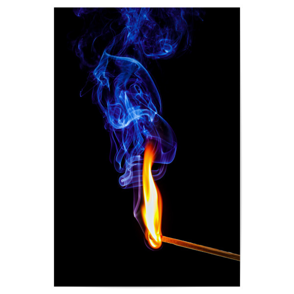 Poster 30x20 cm "Flamme und Rauch" artboxONE - Natur - Flamme,Rauch,Feuer,Qual,Streichholz,Zündholz,Fire,Flame