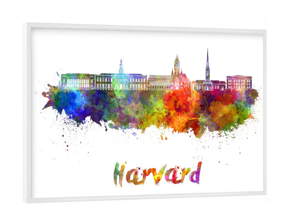 Poster mit weißem Rahmen "HARVARD skyline in watercolor" artboxONE - Städte,Abstrakt,Architektur