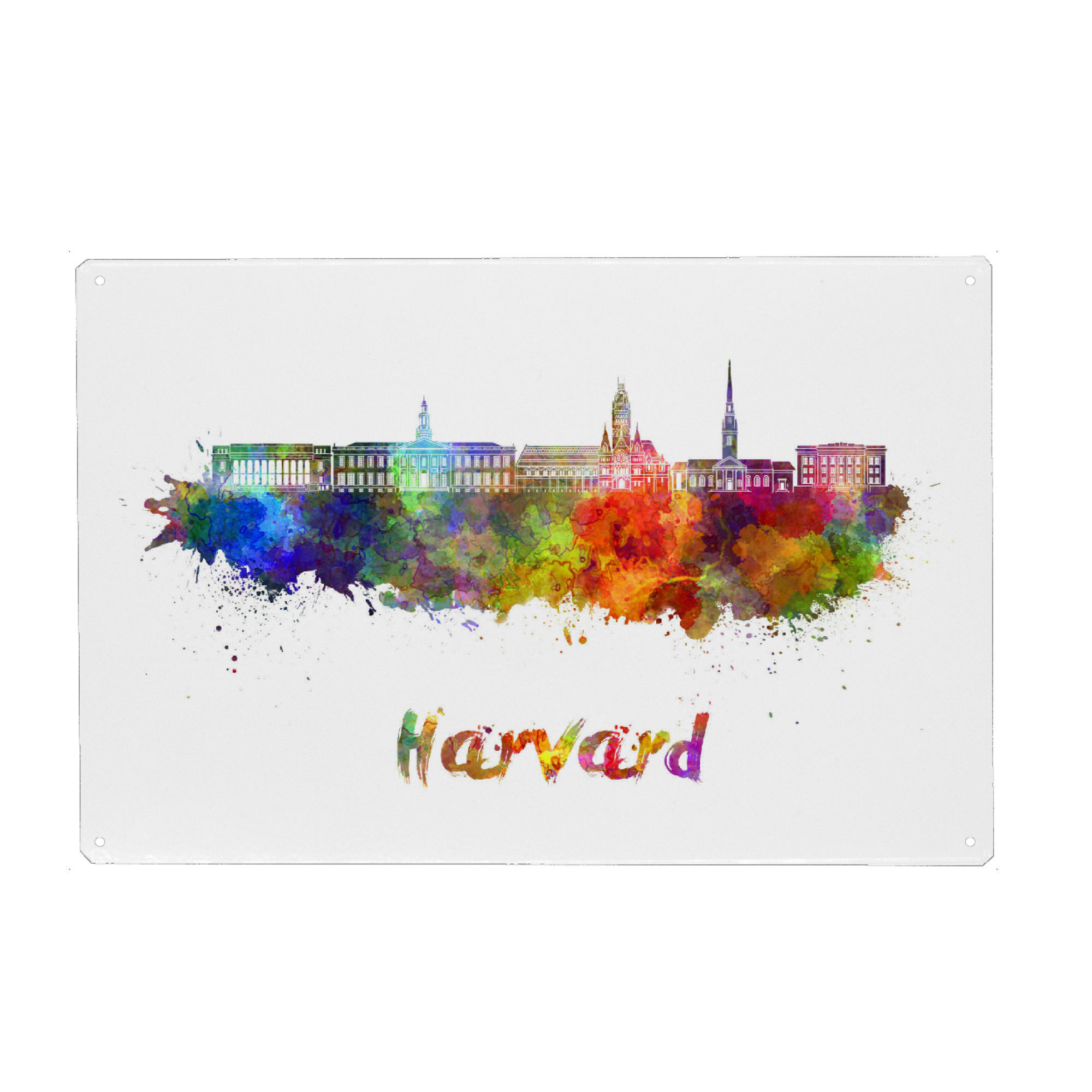 Metall Poster "HARVARD skyline in watercolor" artboxONE - Städte,Abstrakt,Architektur