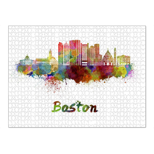 Puzzle Ravensburger "BOSTON skyline in watercolor-b" artboxONE - Städte,Reise,Abstrakt,Architektur